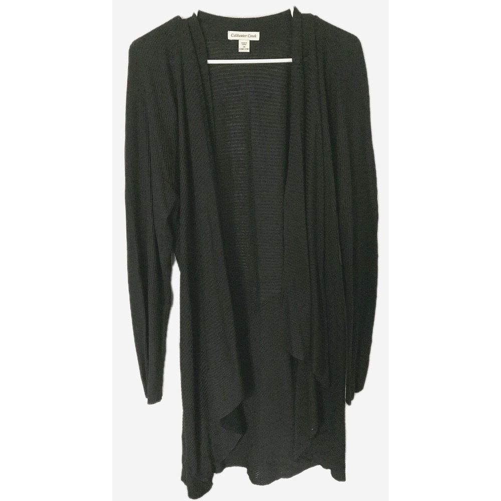 Coldwater Creek Cardigan Sweater Women 2X Rayon/Wool Ribbed Open Drape Knit NWT